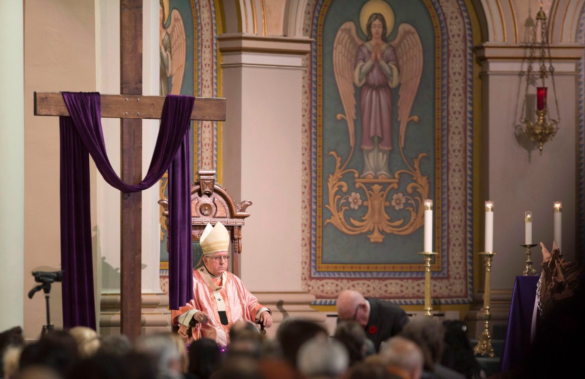 Cardinal Thomas Collins, the Archbishop of Toronto, presiding over mass at St. Paul's Basilica in Toronto on Sunday, March 6, 2016. 