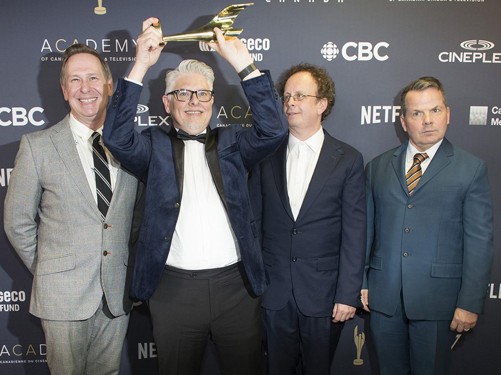 The cast of ‘The Kids in the Hall’ pose for a photo after winning the Academy Icon Award at the Canadian Screen Awards in Toronto on Sunday, March 31, 2019.