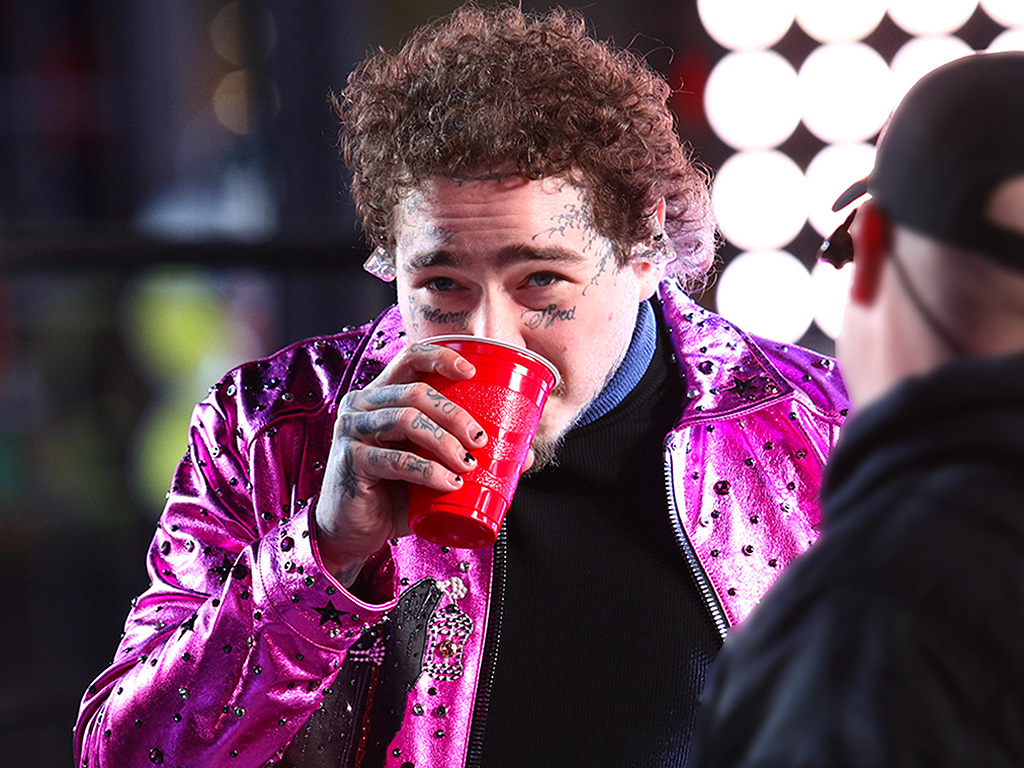 Post Malone performs in Times Square on New Year's Eve in New York City.