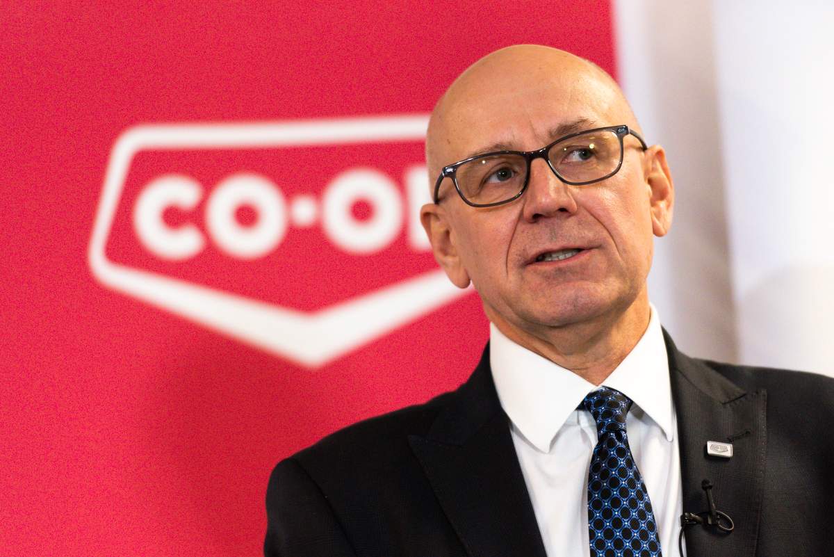 Federated Co-operatives Limited CEO Scott Banda speaks about the Co-op Refinery labour dispute during a press conference in Regina on Monday, Feb. 3, 2020.