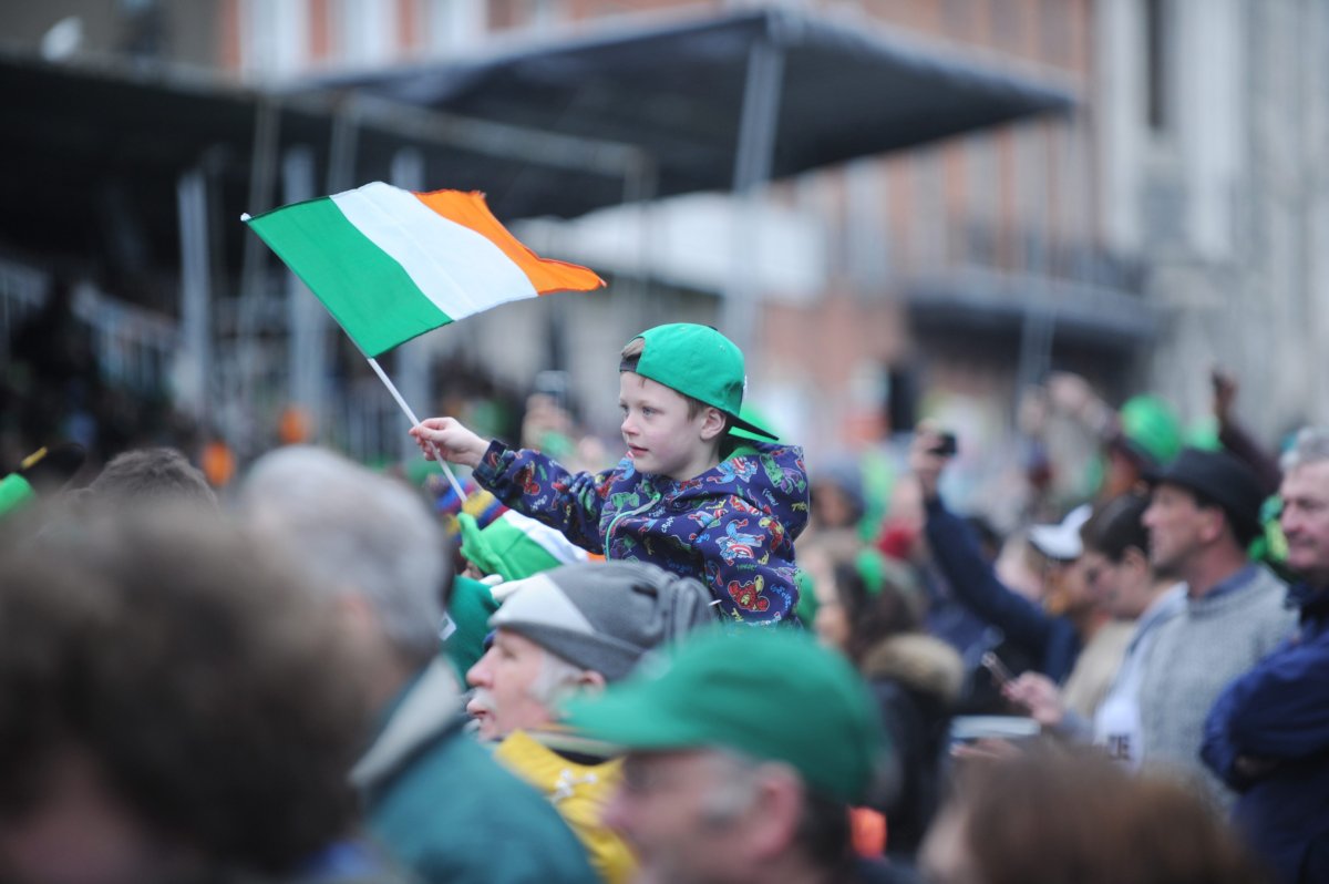 A young boy pictured during the Saint Patrick's Day Parade in Dublin, Ireland, March 17, 2017.
