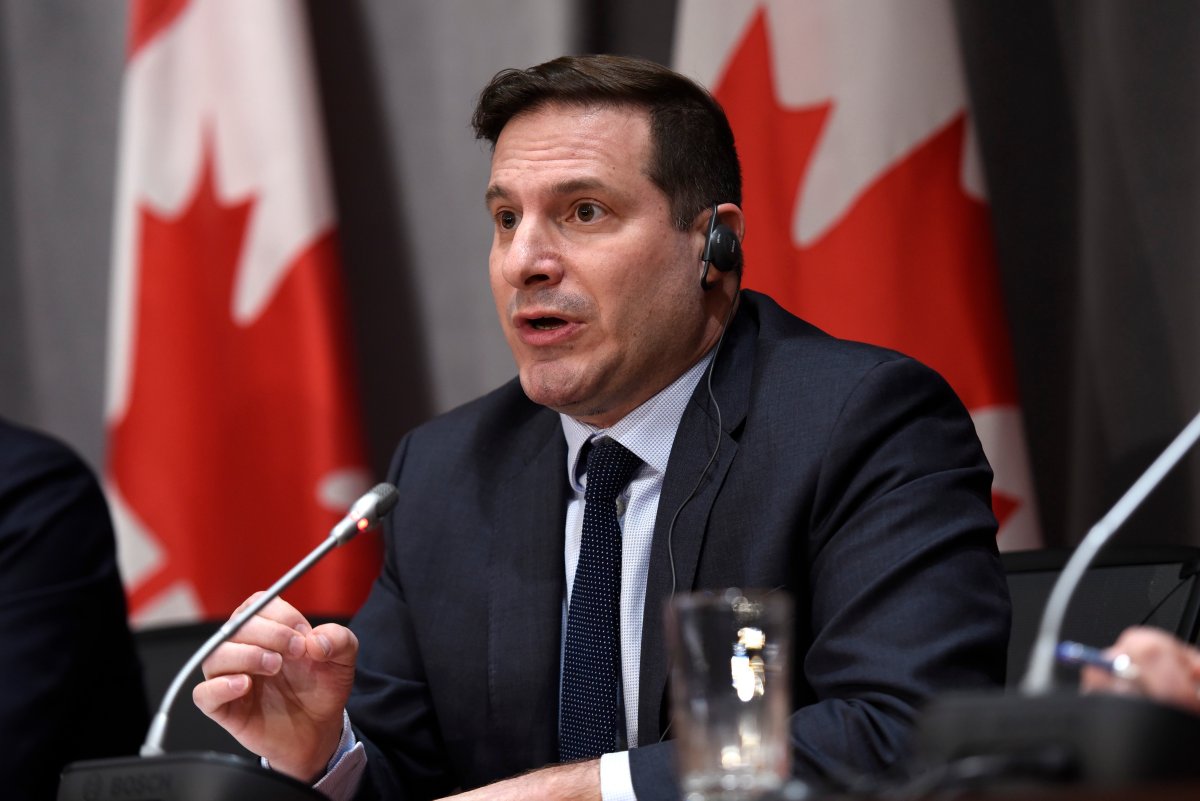 Minister of Immigration, Refugees and Citizenship Marco Mendicino speaks during a press conference on COVID-19 in West Block on Parliament Hill in Ottawa, on Thursday, March 19, 2020. 