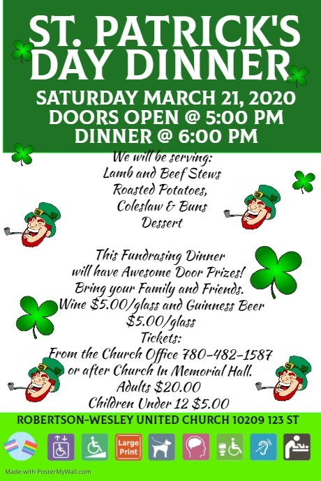Robertson Wesley United Church St Patrick’s Day Fundraising Dinner - image