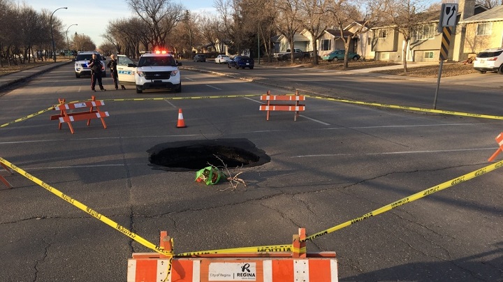 The City of Regina has begun work to repair a sinkhole that happened on McCarthy Boulevard on Friday.