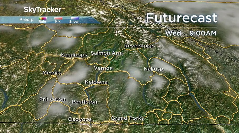 A few clouds could pass through parts of the Okanagan Wednesday morning.