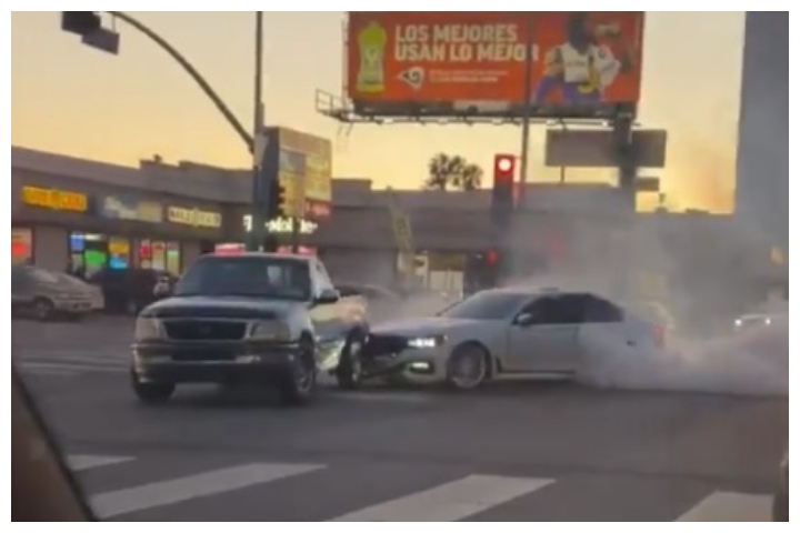 BMW rams pickup truck in apparent road rage incident caught on