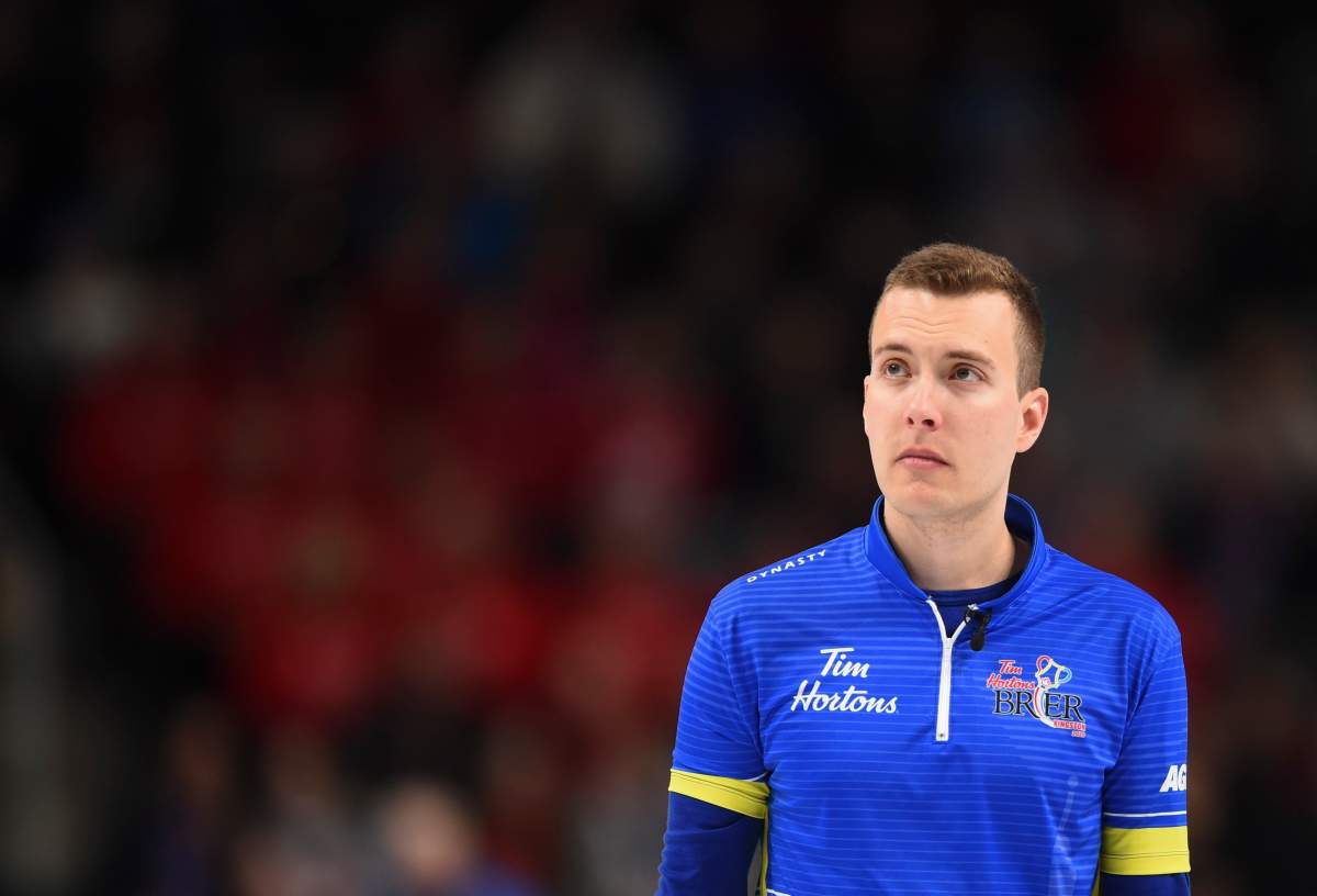 Team Alberta skip Brendan Bottcher takes on Team Saskatchewan in the playoffs at the Brier in Kingston, Ont., on Saturday, March 7, 2020.