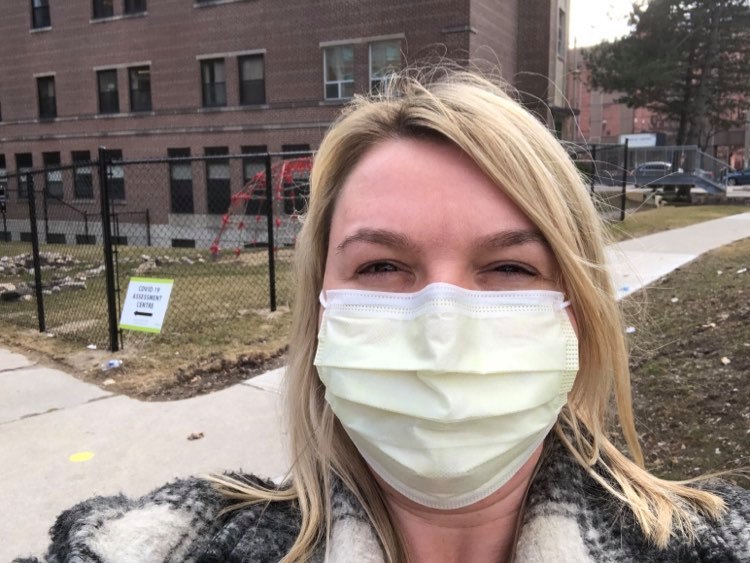 Melanie Zettler attends the COVID-19 assessment centre at Michael Garron Hospital.