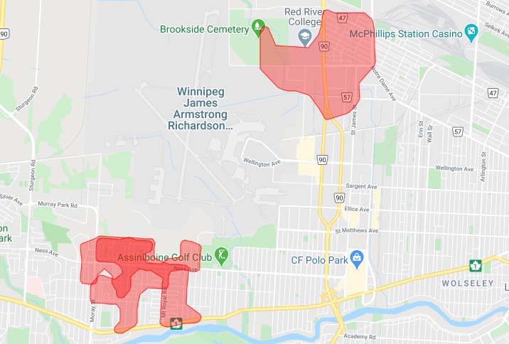About 3,000 customers were without power in west Winnipeg Wednesday morning.