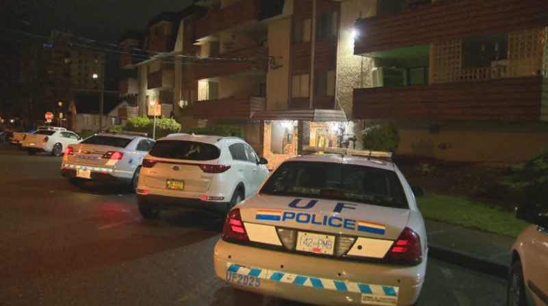 Police at the scene of an arrest in Chilliwack on Monday night. B.C.'s civilian police watchdog is investigating after the suspect was hurt allegedly attempting to flee officers. 