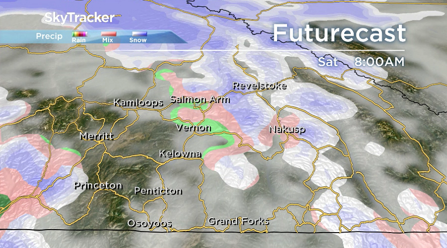 Cloud cover lingers in the Okanagan on Saturday with a slight chance of showers.