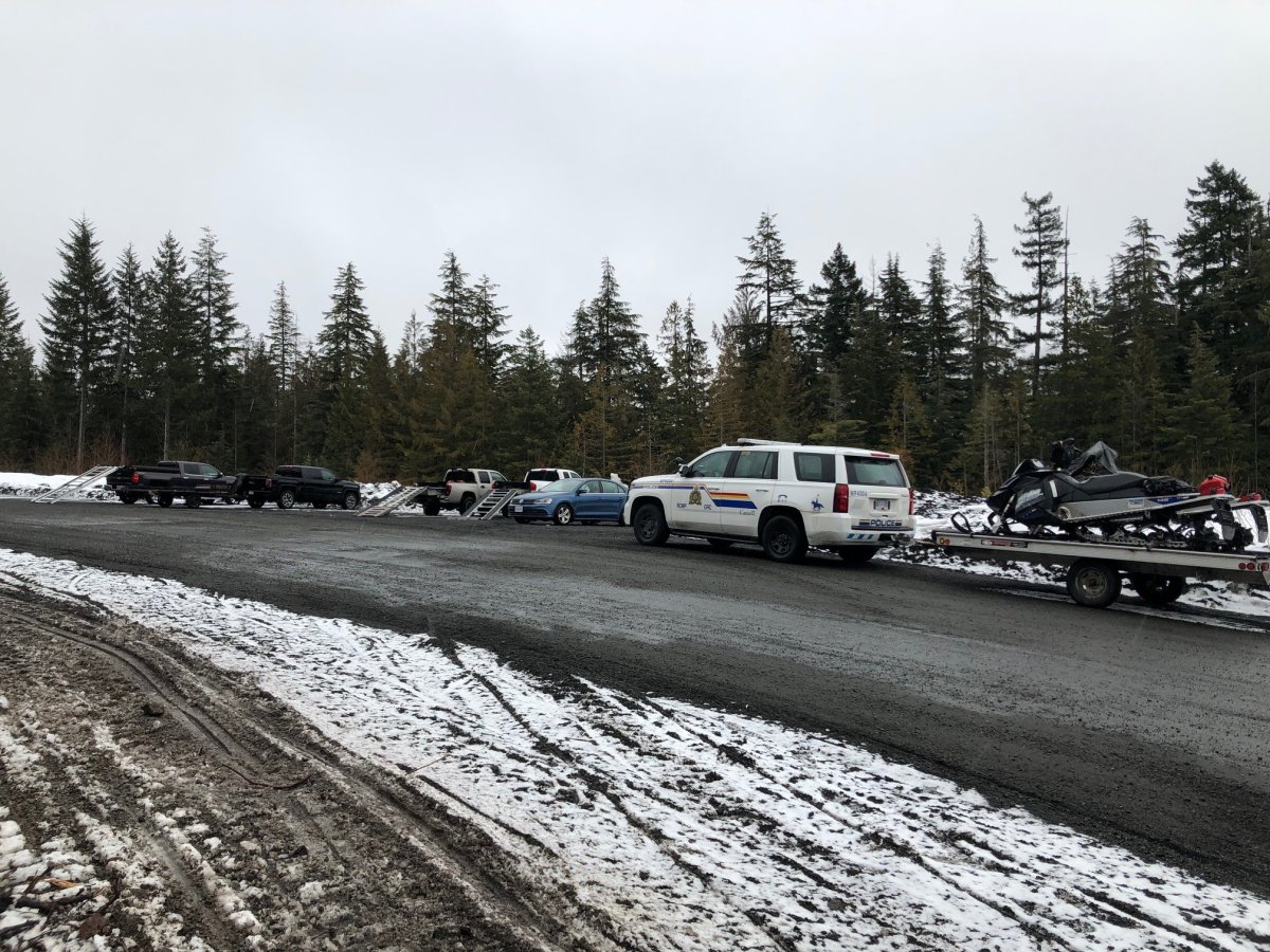 The overdue snowmobiler’s vehicles were still parked and unoccupied in the Brandywine Falls Provincial Park.
