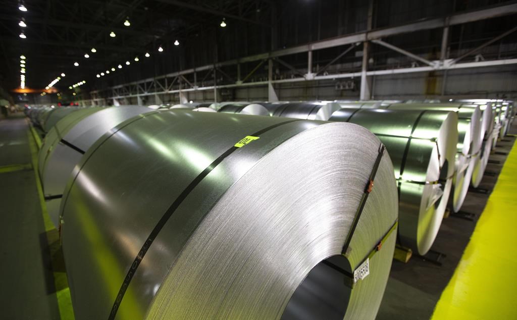 Rolls of coiled coated steel at Stelco.