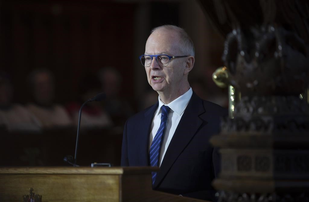 Ches Crosbie, leader of the Newfoundland and Labrador Opposition, delivers an eulogy for his father, former Newfoundland and Labrador Lieutenant Governor, and federal politician John Crosbie, at the Anglican Cathedral of St. John the Baptist in St. John's on Thursday, January 16, 2020.