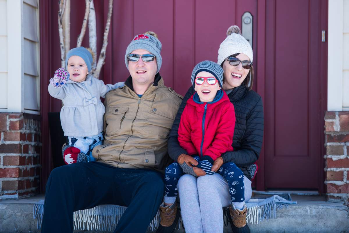 Meike Ricardo’s family had a “porchtrait” session at her Edmonton home on Wednesday, March 25, 2020.