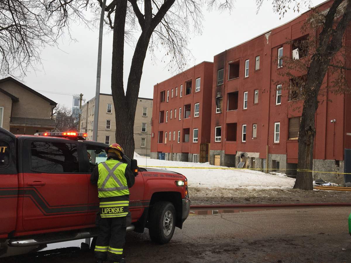 Crews were called to a fire at an apartment building on Furby Street on Tuesday morning.