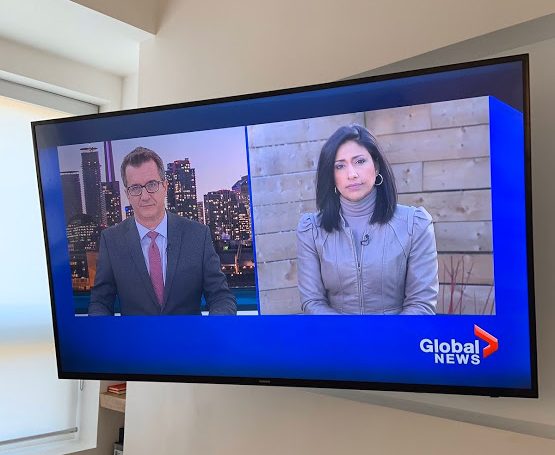 Farah Nasser anchors the news from her backyard.