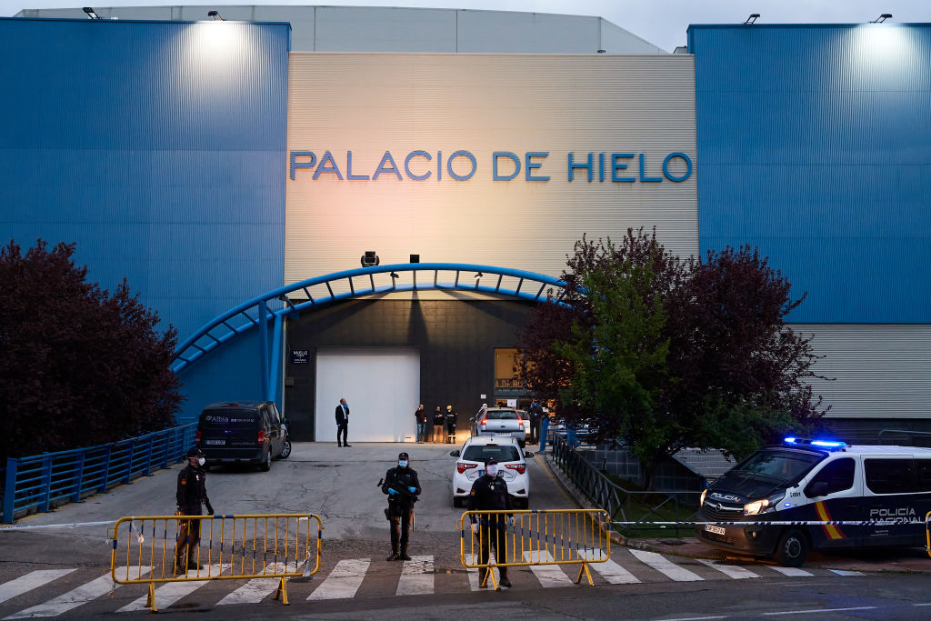 MADRID, SPAIN – General view of Palacio de Hielo, whose ice rink will be used as a morgue due to local funeral homes being over capacity due to COVID-19 on March 24, 2020.