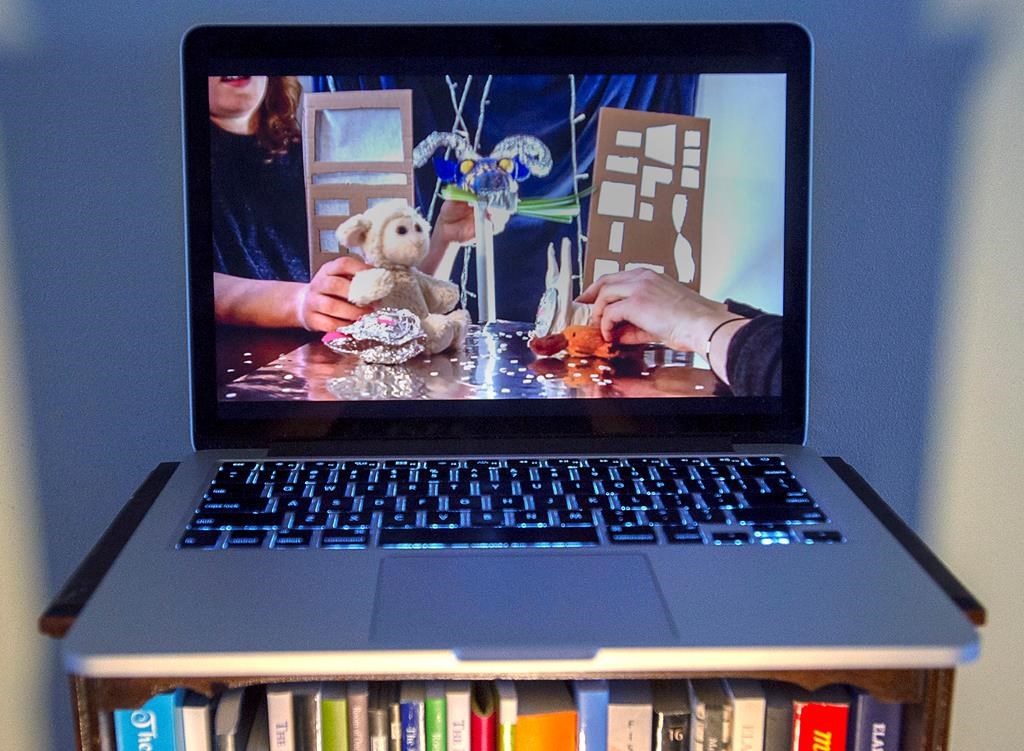 A scene from a short play, performed by members of a local theatre group and shared online during the COVID-19, is displayed in Halifax on Thursday, March 26, 2020.