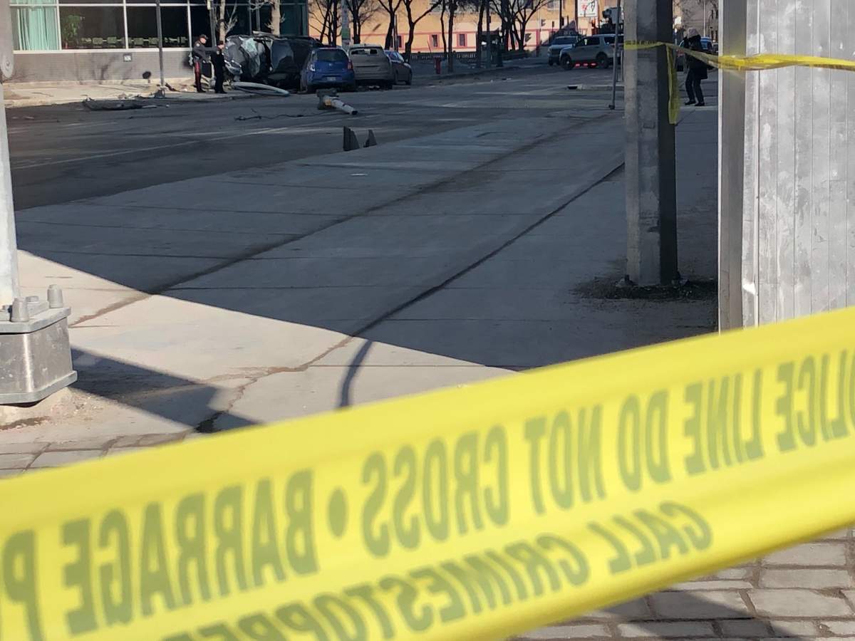 One person was taken to hospital following a crash in downtown Winnipeg.