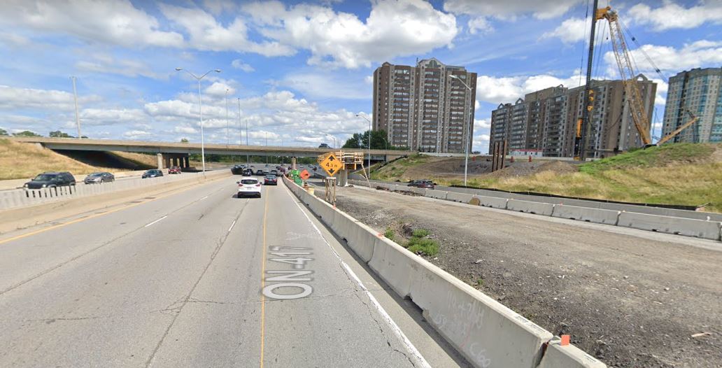 Highway 417 is shown at Nicholas Street in Ottawa, Ont.