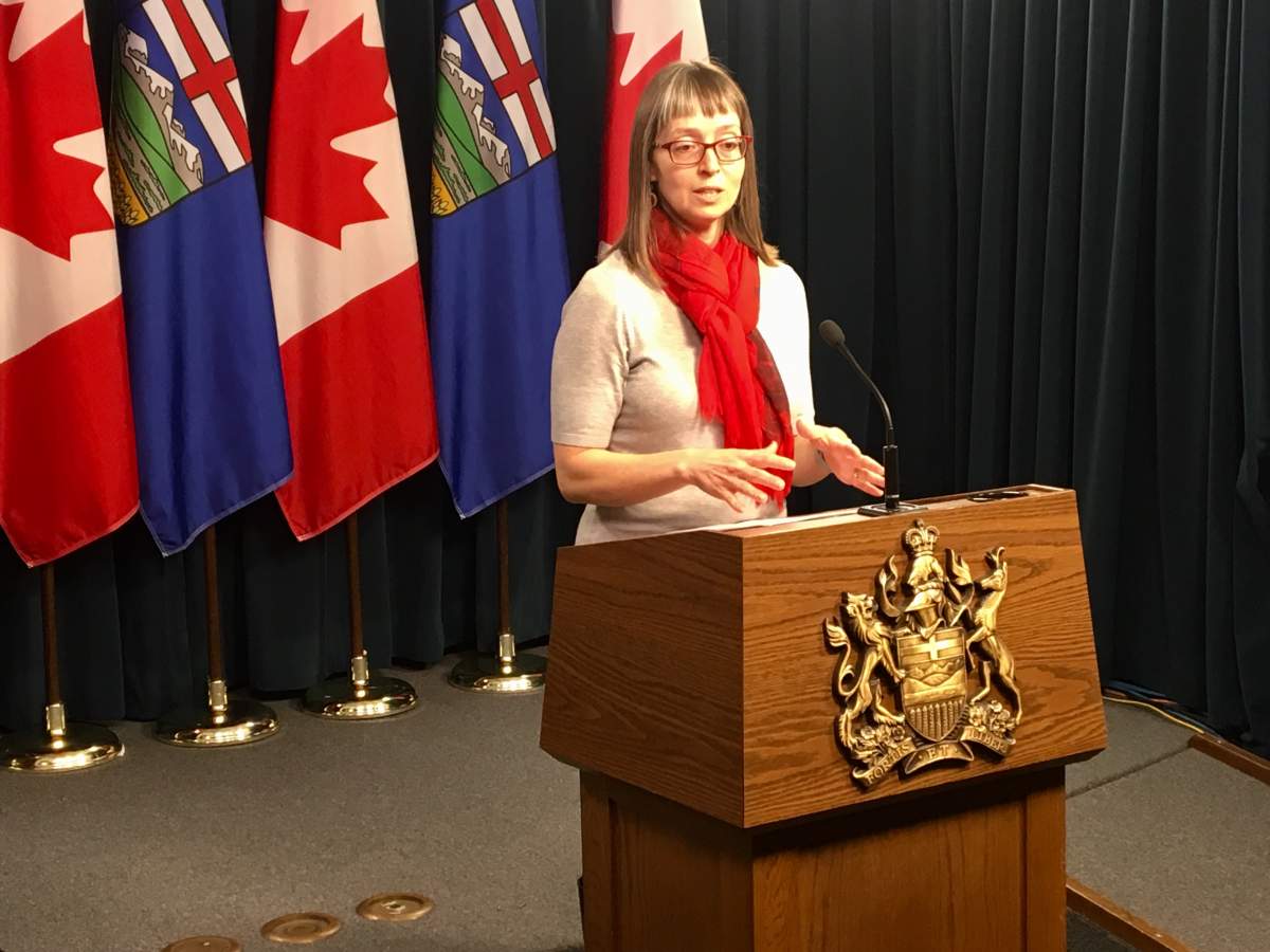Alberta's chief Medical Officer of Health Dr. Deena Hinshaw at the Alberta legislature March 6, 2020.