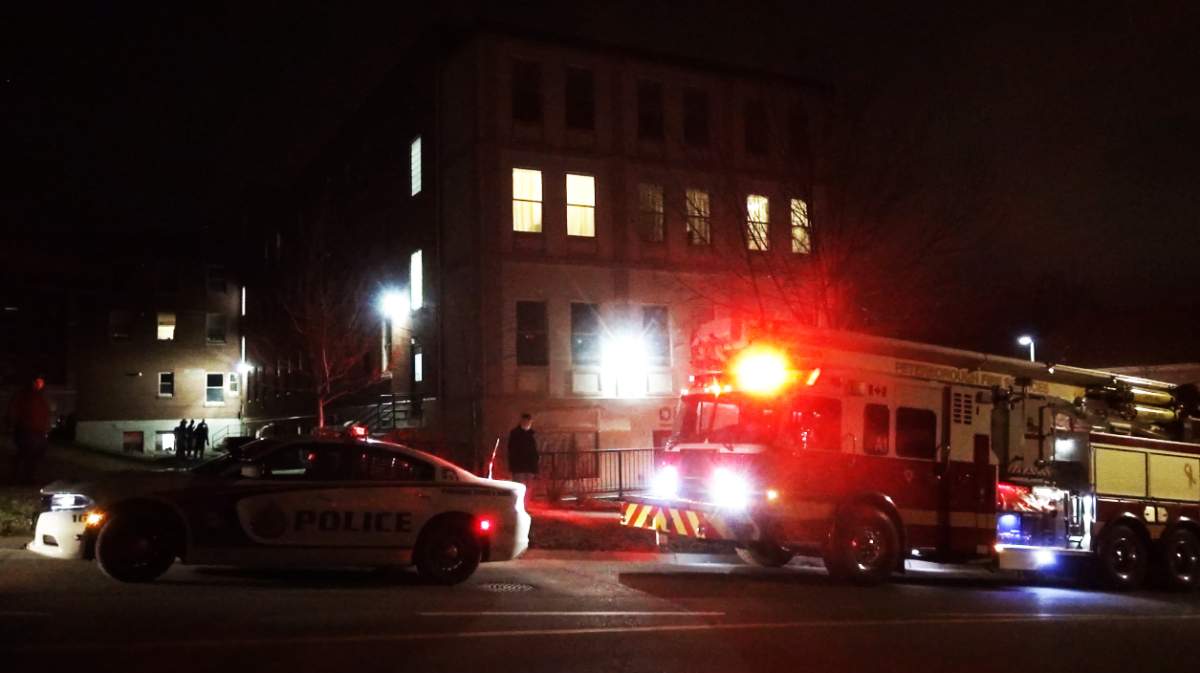 A man was arrested following a reported break and enter to a commercial building on Hunter Street in Peterborough on Thursday night.