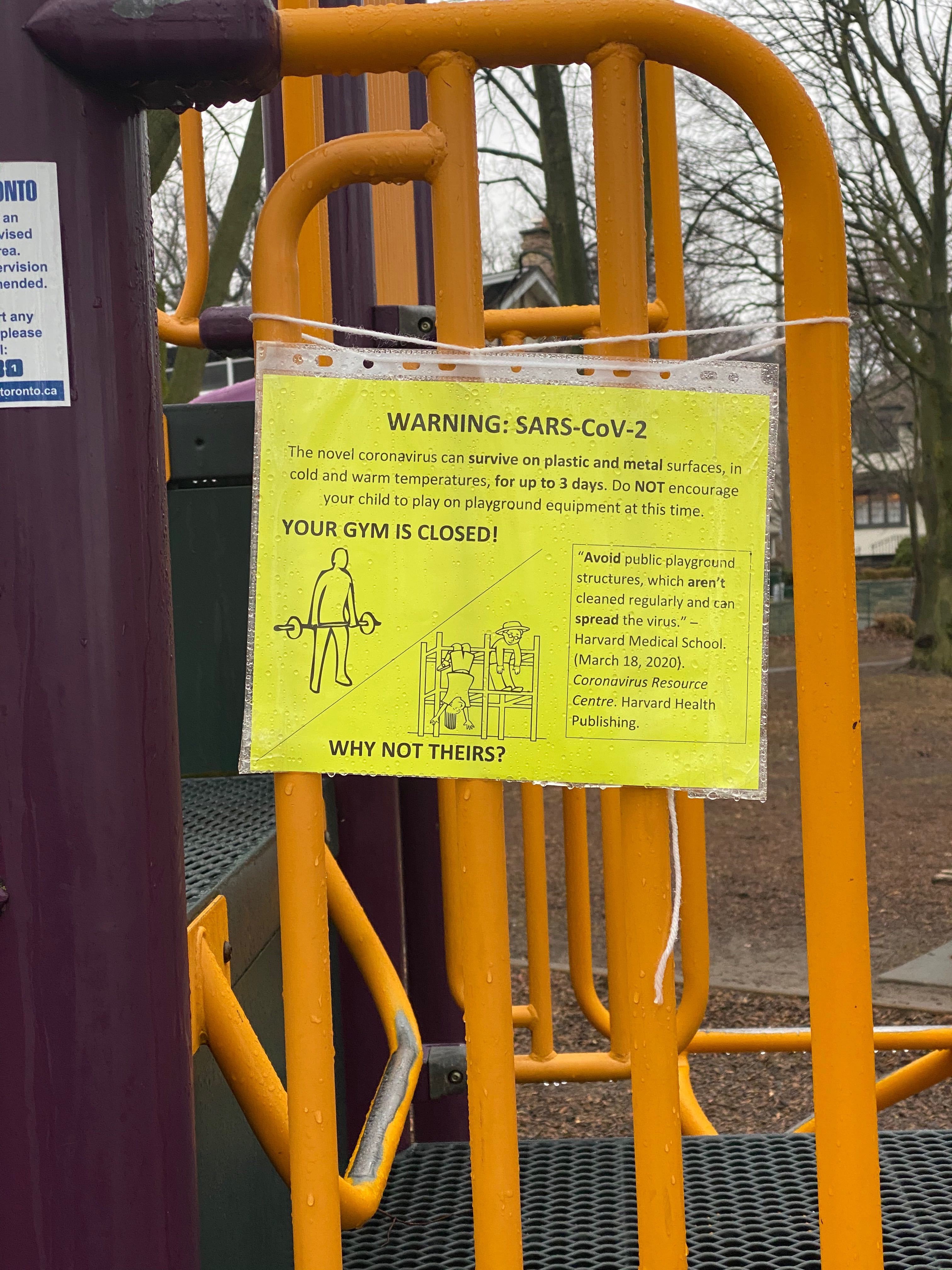 Empty playground, closed due to corona virus, forbidden to enter