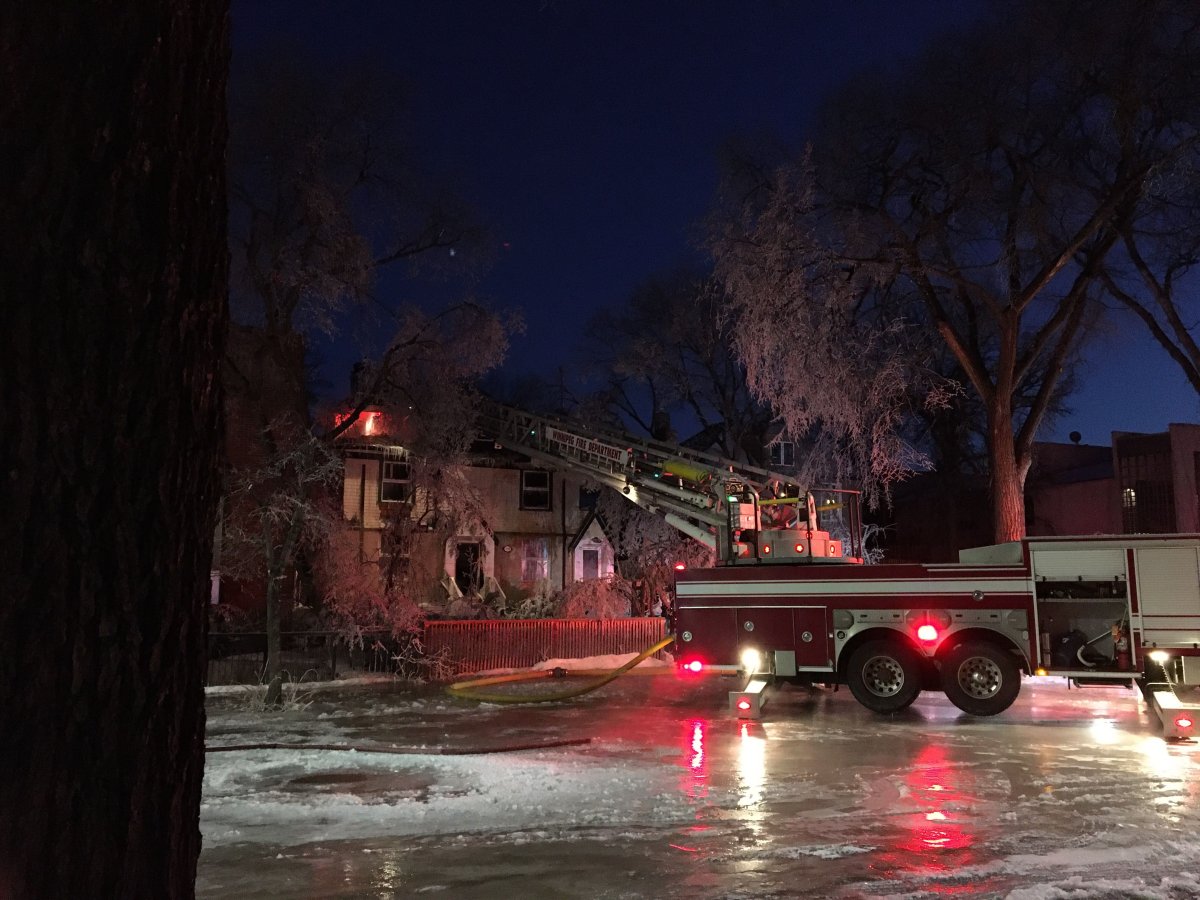 A fire on Grosvenor Avenue left roads in the area an icy mess. 