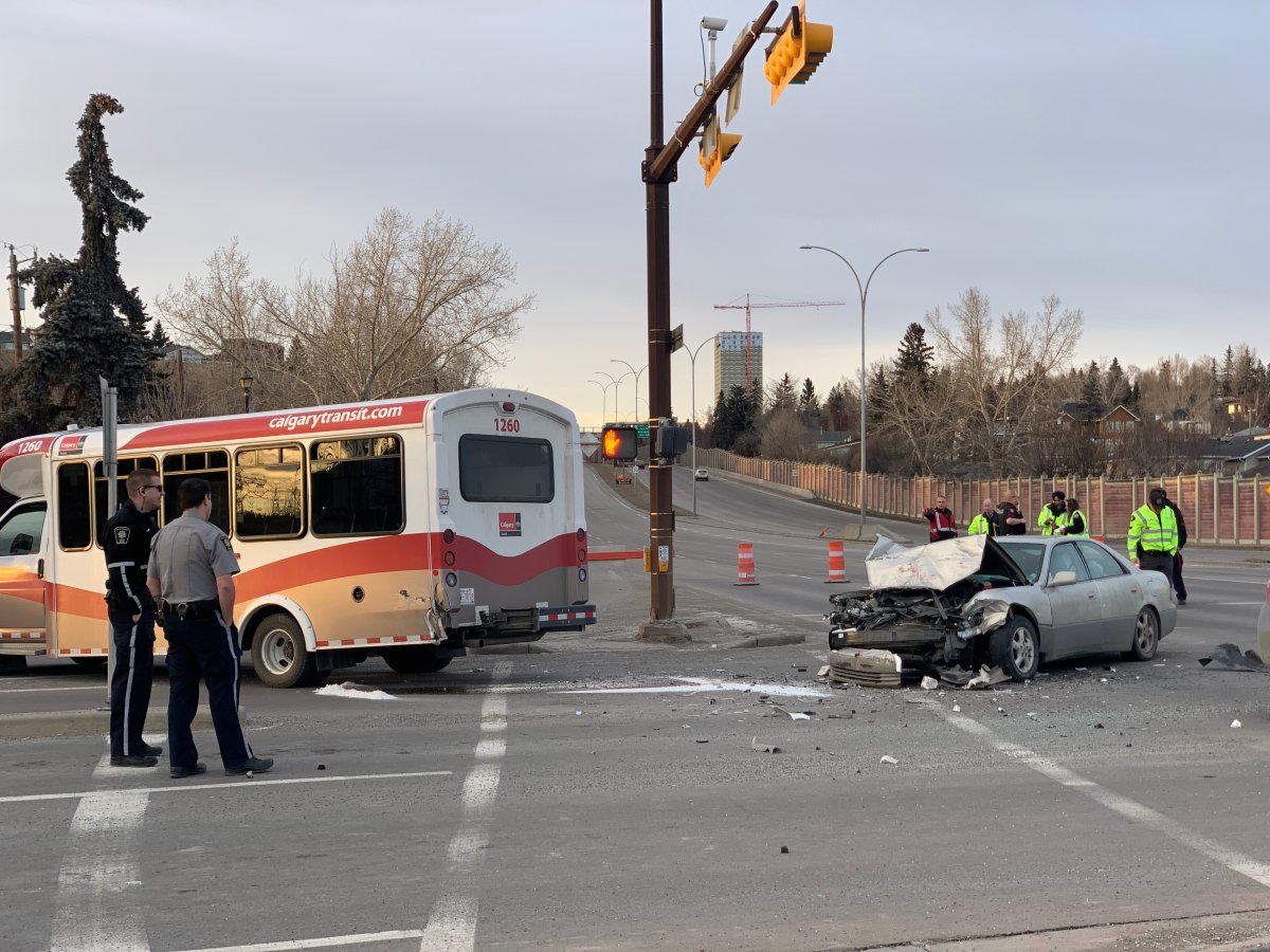 A Calgary woman was sent to hospital after a crash in northwest Calgary.