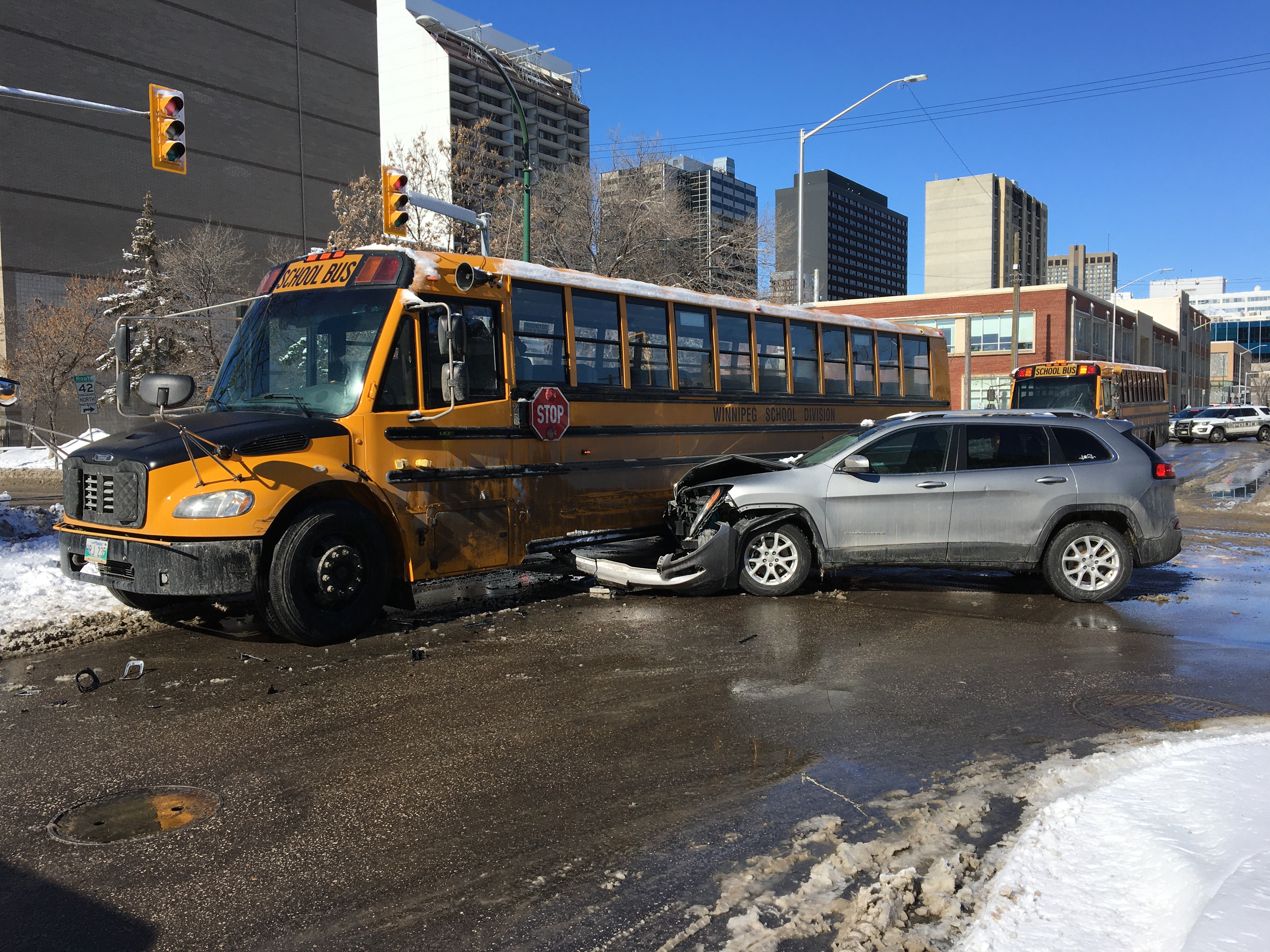 1 Student Sent To Hospital After School Bus Hit By SUV Downtown ...