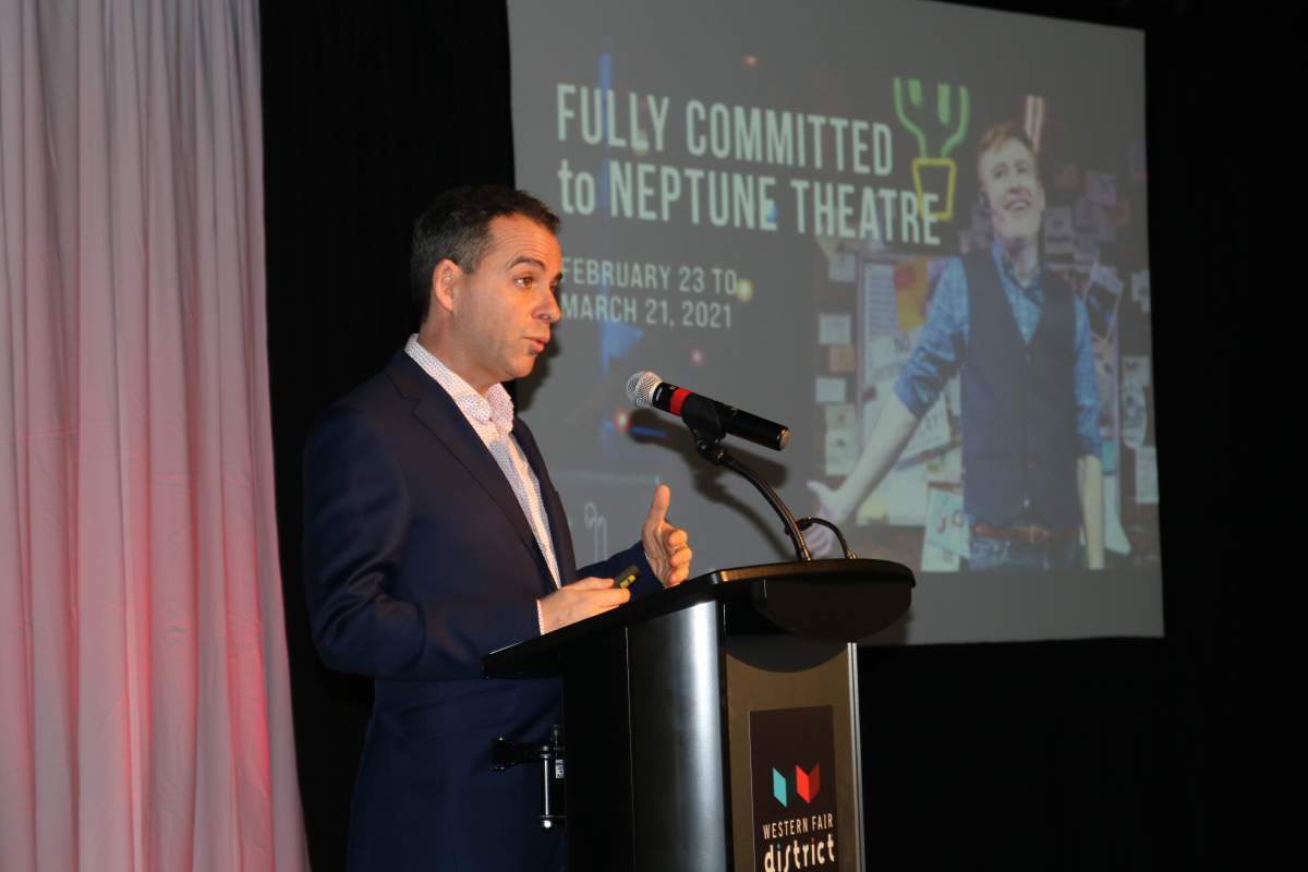 Grand Theatre Artistic Director Dennis Garnhum announcing 2020-2021 season for the Grand Theatre. / Sawyer Bogdan Global News.