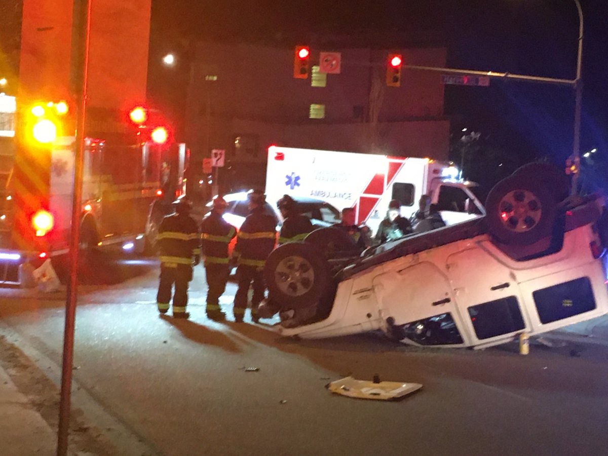 Emergency crews rushed to a two-vehicle collision in Kelowna on Wednesday night. 