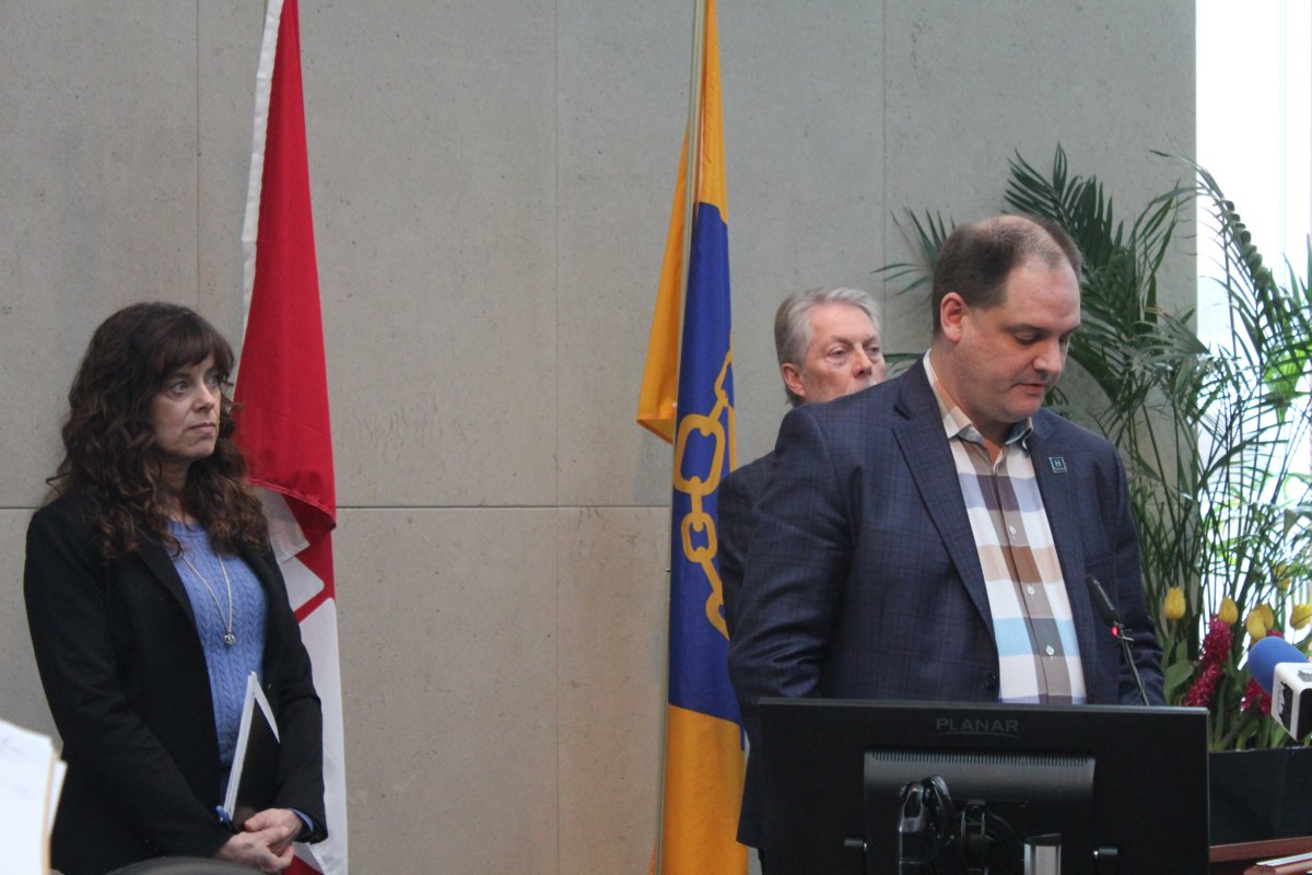 Paul Johnson, the Director of Hamilton's Emergency Operations Centre, addresses the media during a daily update session at city hall on March 13, 2020.