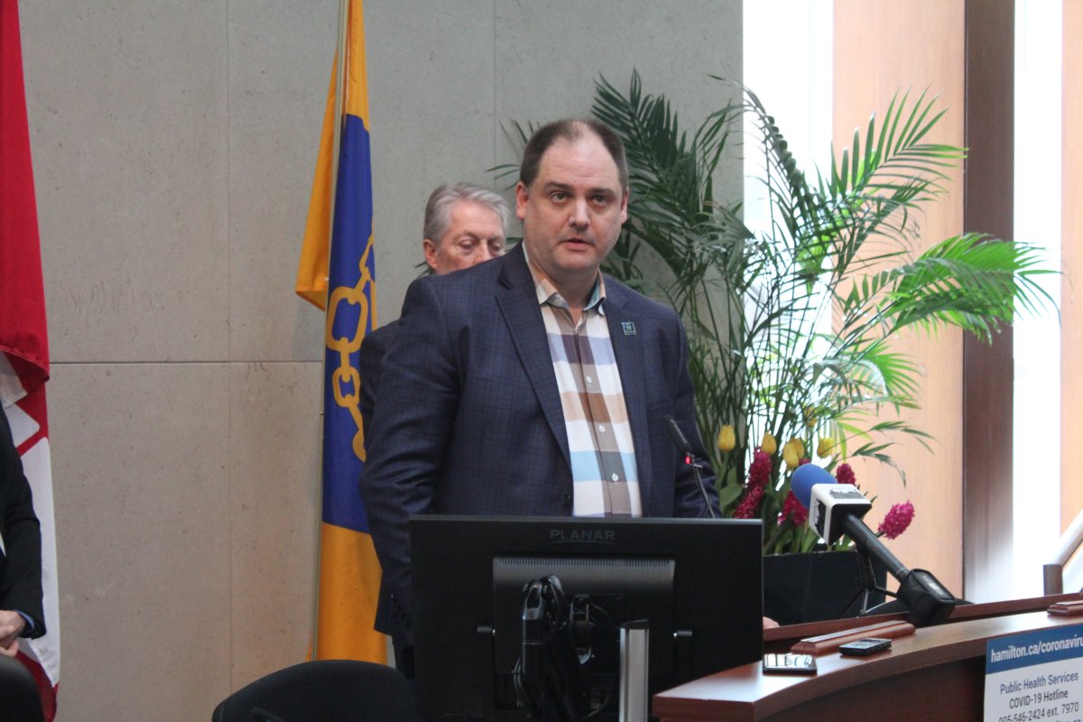 Paul Johnson, the Director of Hamilton's Emergency Operations Centre, addresses the media during a daily update session at city hall on March 13, 2020.