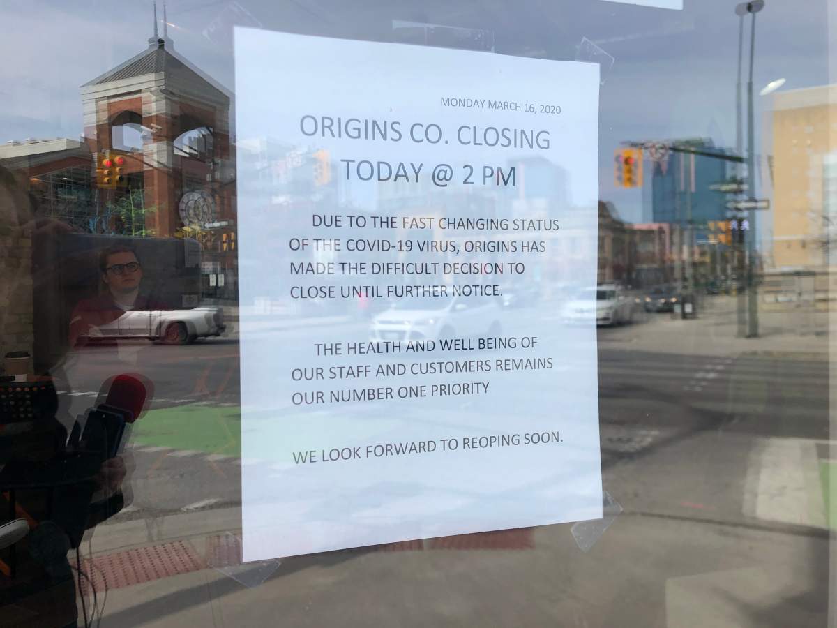 Origins Co. posts notice on door closing to prevent spread of COVID-19