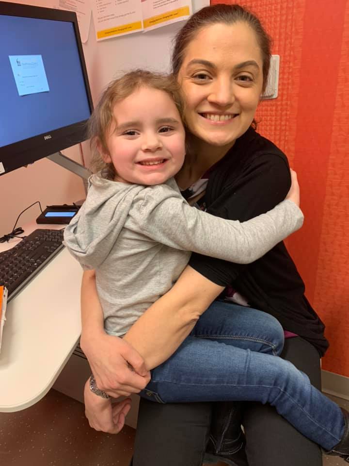 Jade DeLucia, 4, is shown with Dr. Theresa Czech at the University of Iowa Stead Family Children’s Hospital on Feb. 18, 2020.