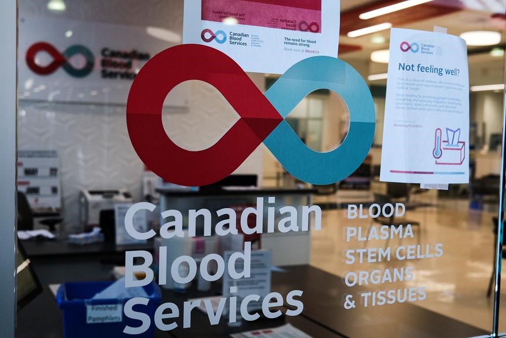 A blood donor clinic pictured at a shopping mall in Calgary, Friday, March 27, 2020, amid the worldwide COVID-19 pandemic.
