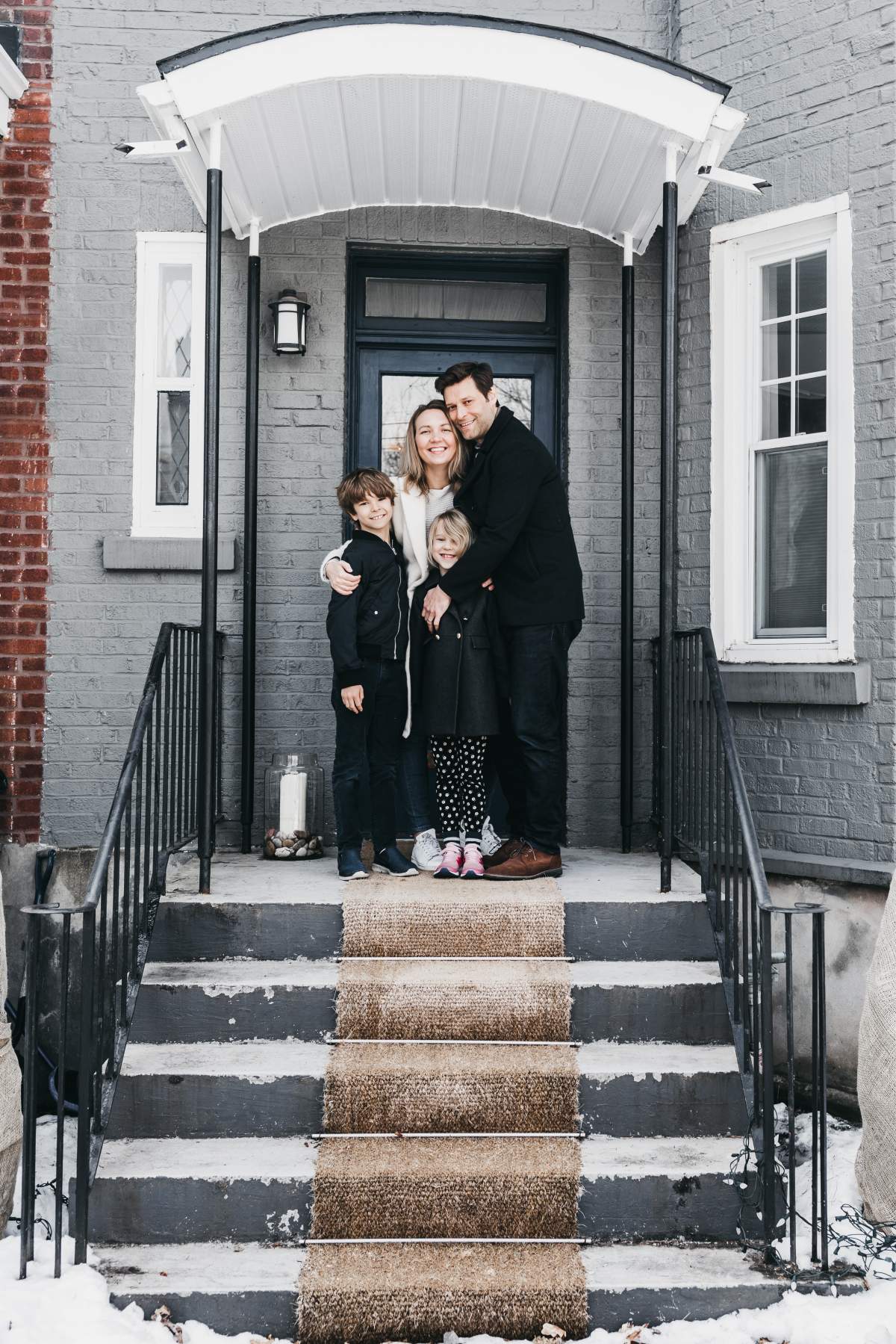 Portrait of family in NDG by Jen Arnold as part of a series of portraits of Montreal families in social isolation because of the COVID-19 pandemic. (Courtesy: Jen Arnold)