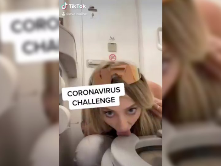 Corona Challenge TikTok Star Films Herself Licking Airplane Toilet