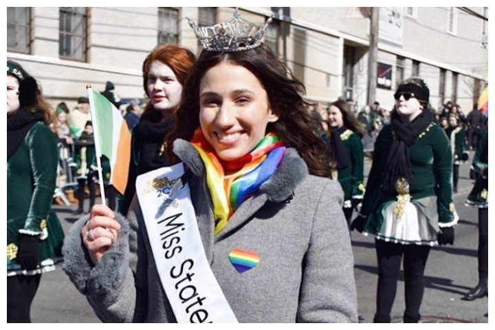 Madison L'Insalata, Miss Staten Island 2020, is shown at the St. Patrick's Day parade in her New York City borough on March 2, 2020.