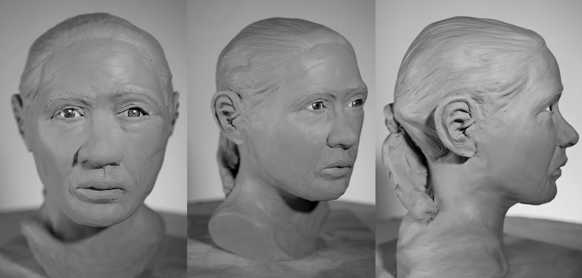 An artist's 3-D facial reconstruction model of a man whose remains were found in North Burnaby in 2019. 