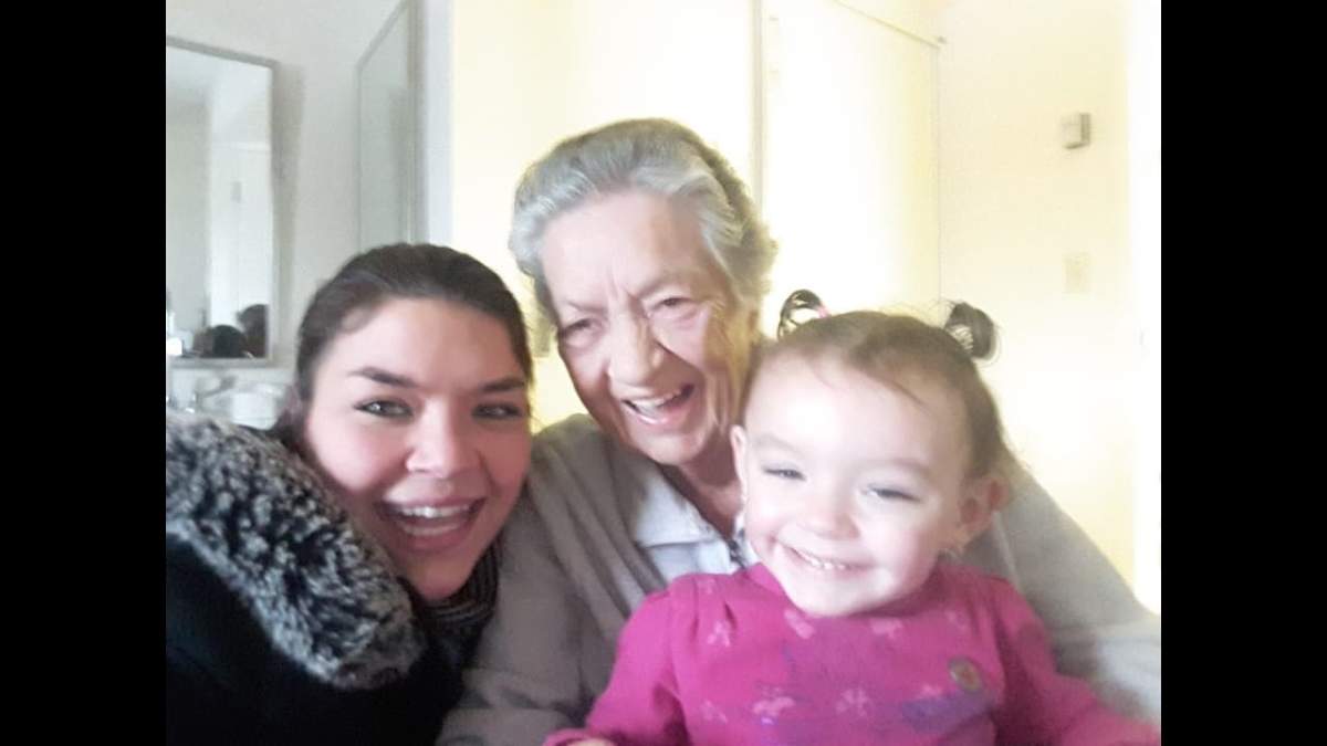 Anna Dube (centre) with granddaughter and great-granddaughter