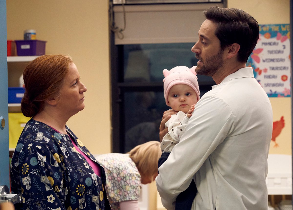 'New Amsterdam' -- "Code Silver" Episode 210 -- Pictured: (l-r) Kerry Flanagan as Marsha, Ryan Eggold as Dr. Max Goodwin.
