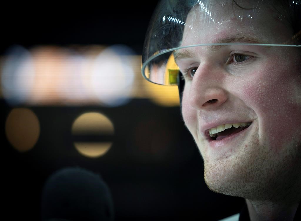 FILE - In this Jan. 16, 2020, file photo, Team White left winger Alexis Lafreniere smiles following hockey's CHL Top Prospects Game in Hamilton, Ontario. The Quebec native was landed by the New York Rangers as this year's number one draft pick. Tuesday, Oct. 6, 2020.