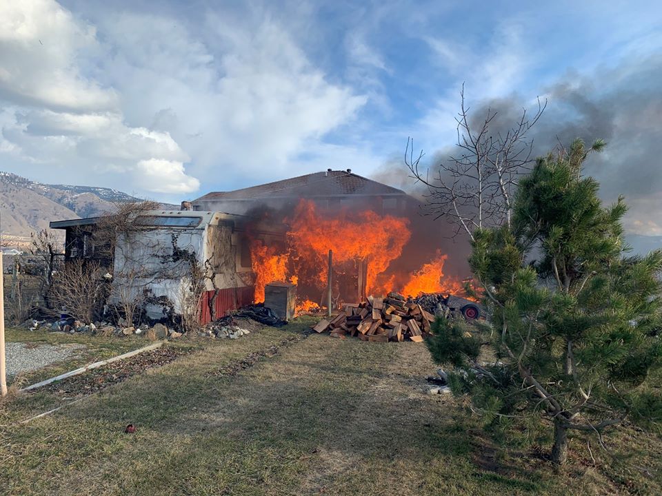 Three engines, a rescue truck and command unit responded to the fire on 100th Avenue in Osoyoos. 