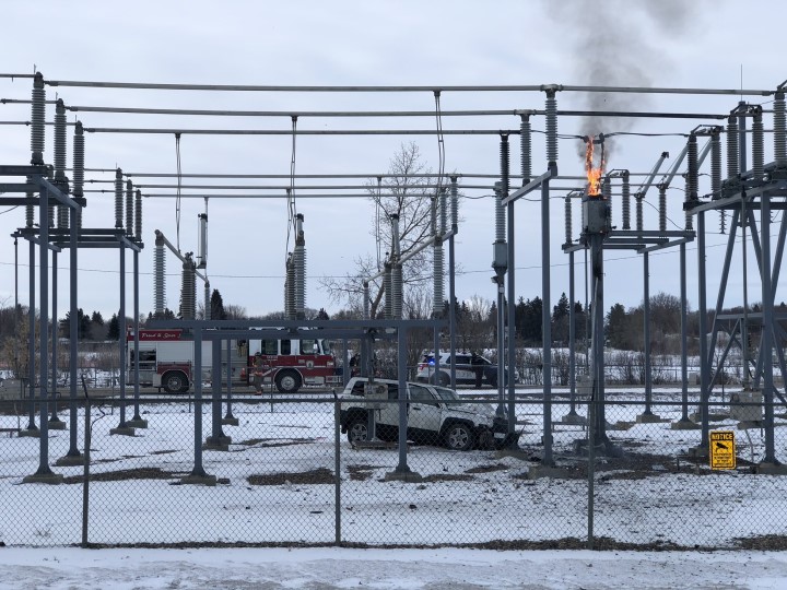 A vehicle struck a substation in Saskatoon on the morning of March 25, 2020, causing a power outage.