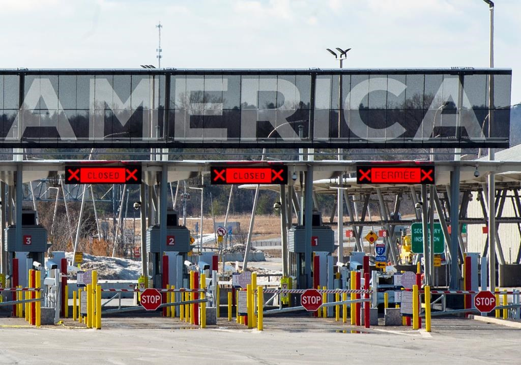 The United States border crossing is seen Wednesday, March 18, 2020 in Lacolle, Que. The Canada-U.S. border will likely be closed to all non-essential travel in both directions as of Friday night. THE CANADIAN PRESS/Ryan Remiorz.