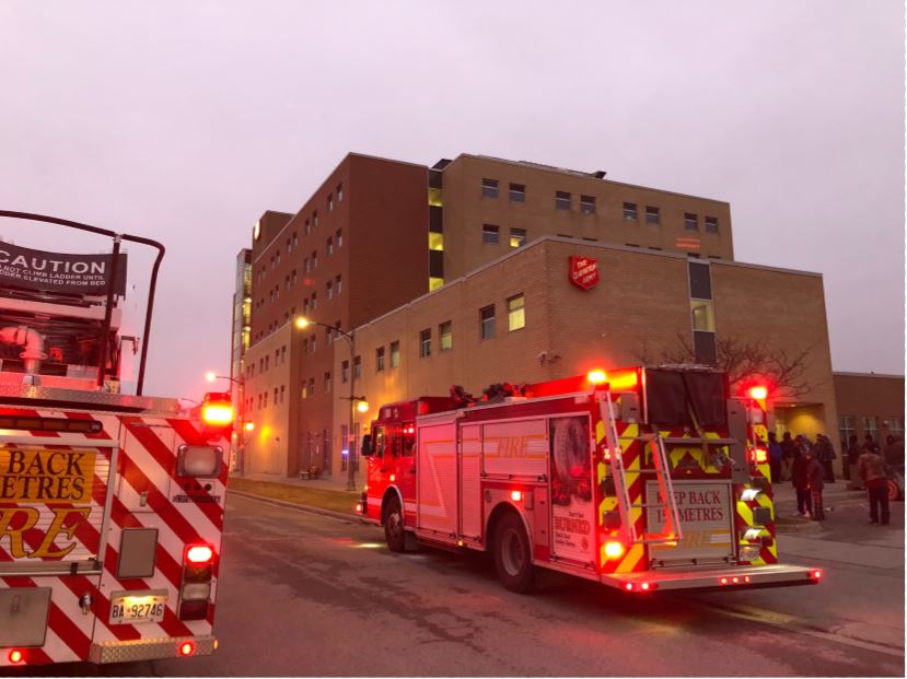 Fire crews at the scene of a blaze at the Salvation Army Centre of Hope.