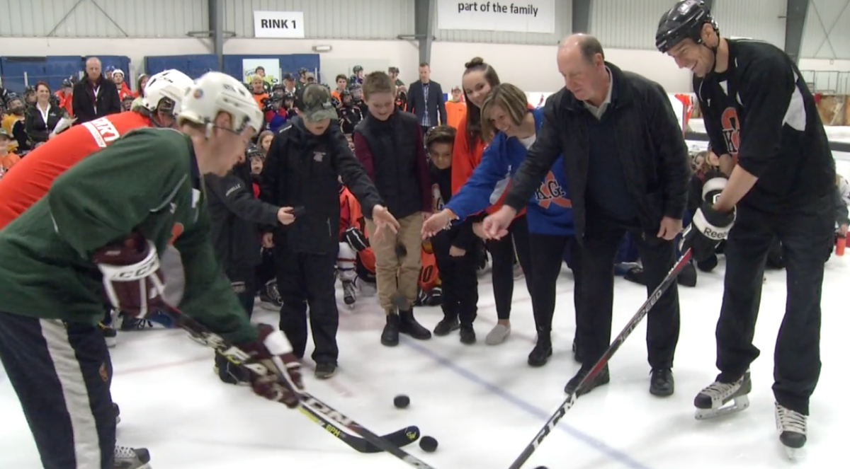 Hockey Hall of Famer Bob Gainey drops the puck at the 2019 Gaskell Memorial Cup in Peterborough.